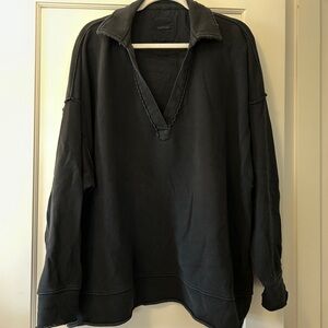 Aerie V-Neck Black Polo Sweater